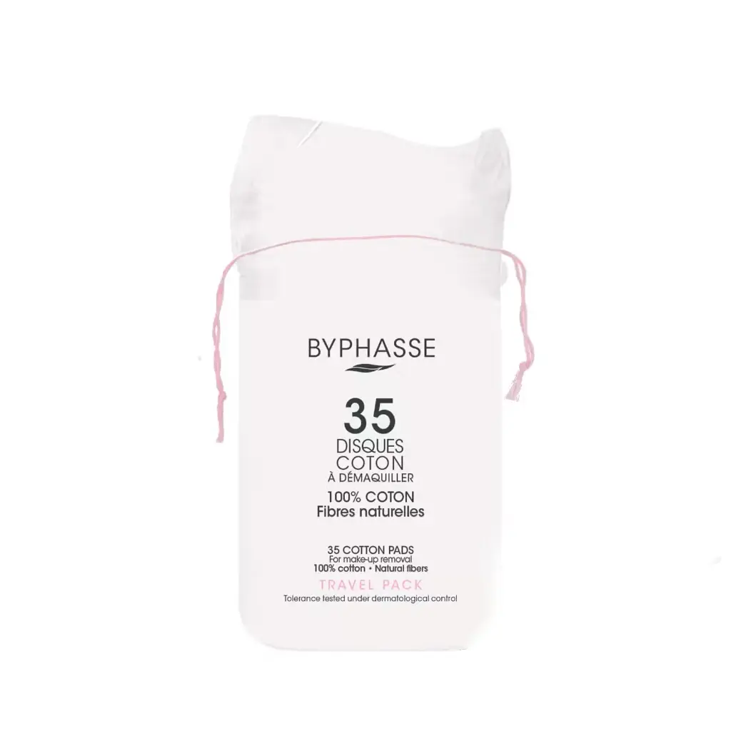 [1000031009] BYPHASSE 35 Cotton Pads For Make-Up Removal - بايفيز أقراص قطن طبيعي ١٠٠٪ ، 35قرص