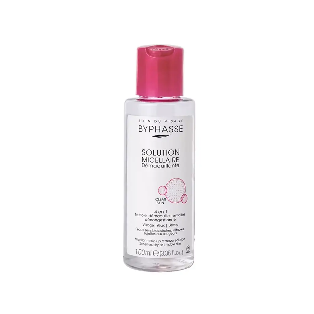 [1000025015] BYPHASSE Micellar Make-Up Remover Solution Sensitive, Dry Or Irritable Skin 100Ml. - بايفيز مزيل المكياج للبشرة الجافة والحساسة