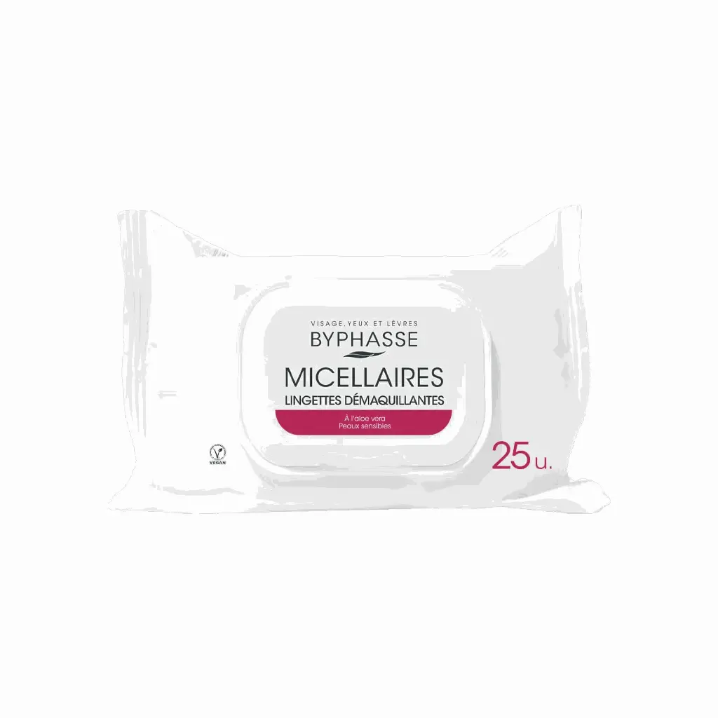 [1000028012] BYPHASSE Make-Up Remover Wipes Micellar Solution Sensitive Skin 25U. - بايفيز مناديل مبللة لإزالة المكياج بخلاصة الصبار