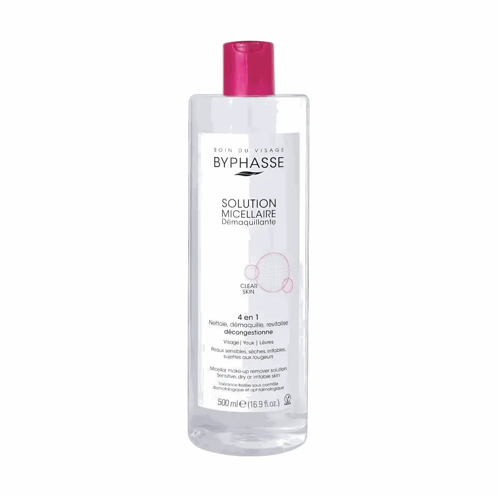 [1000025005] BYPHASSE Micellar Make-Up Remover Solution Sensitive, Dry Or Irritable Skin 500Ml.-بايفيز مزيل المكياج للبشرة الجافة والحساسة