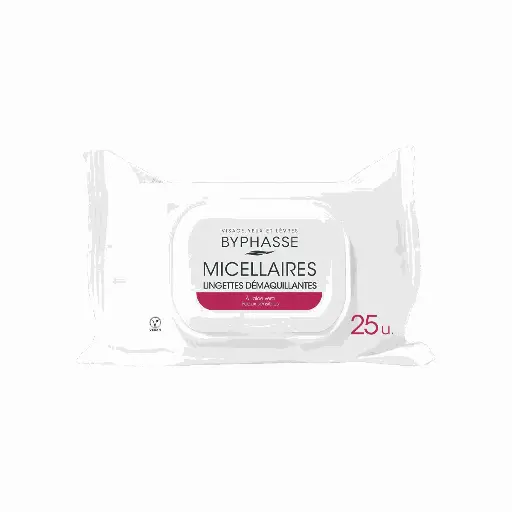 [1000028012] BYPHASSE Make-Up Remover Wipes Micellar Solution Sensitive Skin 25U. - بايفيز مناديل مبللة لإزالة المكياج بخلاصة الصبار