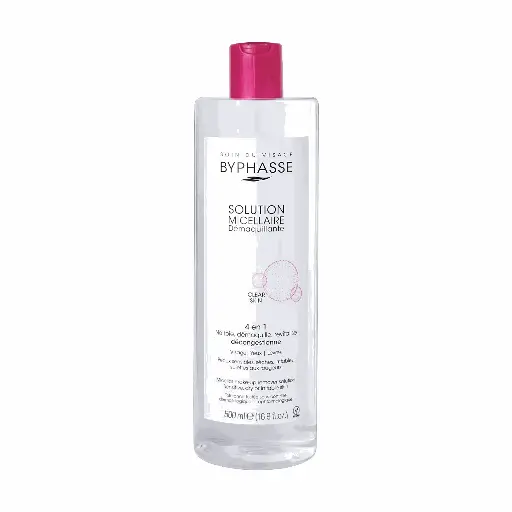[1000025005] BYPHASSE Micellar Make-Up Remover Solution Sensitive, Dry Or Irritable Skin 500Ml.-بايفيز مزيل المكياج للبشرة الجافة والحساسة