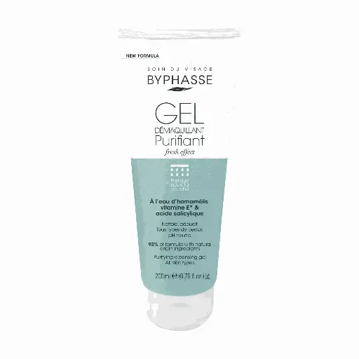 ﻿BYPHASSE Purifying Cleansing Gel All Skin Types 200Ml. - بايفيز غسول منظف للوجه يحتوي على ٩٣٪ من المكونات الطبيعية﻿